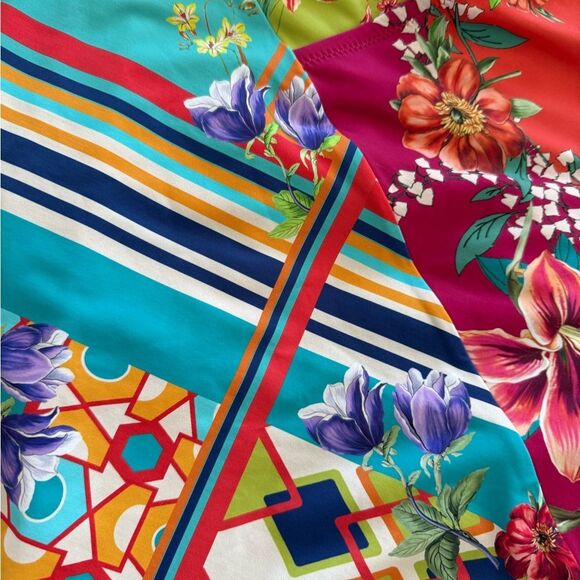 Johnny Was Floral Multicolor Wrap One-Piece Swimsuit - Picture 5 of 6